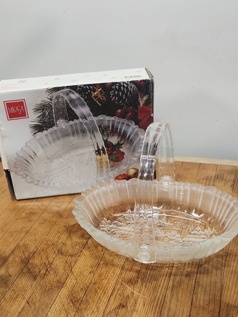Vintage Mikasa Winter Dreams Crystal Basket 9.5" SA951/524 Germany Original Box